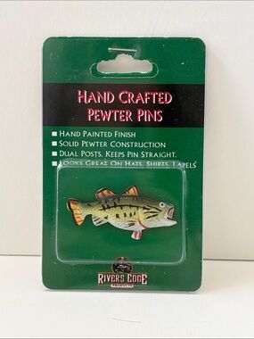 Cabela's Green & Yellow Largemouth Bass Hand-Painted Pewter Pin Alaska Fishing